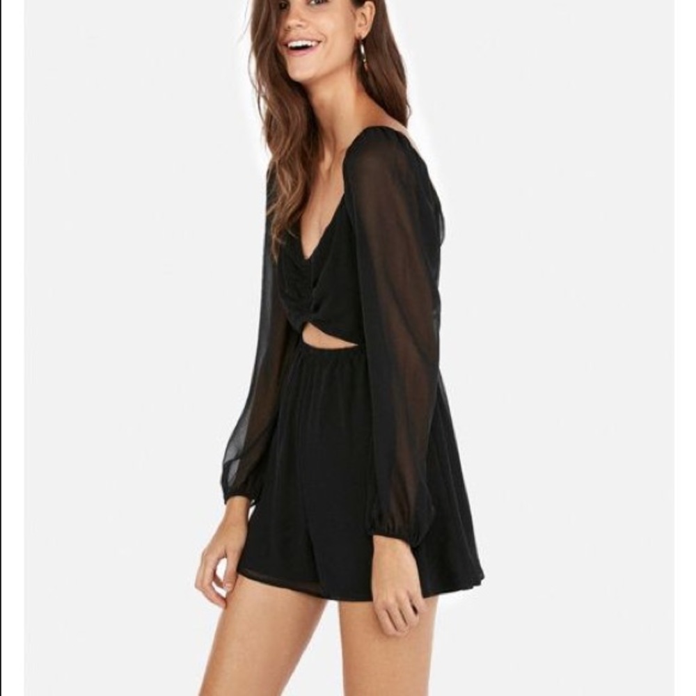 🆕Black Chiffon Romper with a Cutout